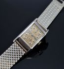 C.1946 Rare Longines rectangular Tank manual winding small seconds Diamonds dial in Palladium case with a 14KWG bracelet. Box