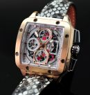 Custos, 45mm "Evosquare 45" semi skeletonised Chronograph automatic date power reserve in 18KPG