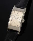 C.1948 Rare vintage Patek Philippe Geneve Ref.425 "Tegolino" rectangular manual winding watch in Platinum with diamonds dial