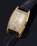 C.1930s Movado Chronometer Ref.1261 Tonneau & curved back with stepped bezel manual wind in 18KYG