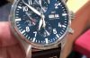 IWC 43mm Le Petit Prince Pilot's Chronograph Ref.3777-14 auto day-date antimagnetic in Steel with Blue dial & Santoni strap