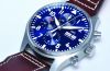 *NEW IWC 43mm Le Petit Prince Pilot's Chronograph Ref.3777-14 auto day-date antimagnetic in Steel with Blue dial & Santoni strap
