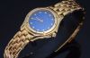 C.1990s Cartier lady's 26mm "Cougar" quartz with lacquered blue dial & 12 Diamonds in 18KYG with Diamond crown. Svc'd+Box