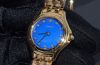 C.1990s Cartier lady's 26mm "Cougar" quartz with lacquered blue dial & 12 Diamonds in 18KYG with Diamond crown. Svc'd+Box