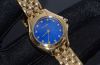 C.1990s Cartier lady's 26mm "Cougar" quartz with lacquered blue dial & 12 Diamonds in 18KYG with Diamond crown. Svc'd+Box