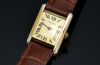 C.1980s Cartier Lady's "Tank Must de Cartier Vermeil" mechanical manual winding watch in 925 Silver case & Yellow Gold plated