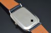 C.1970s Jaeger LeCoultre, rare Ref.9037 large rectangular with engraved bezel and Blue dial manual winding in Silver 0.800 case