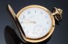 C.1920s A.Lange & Sohne 52mm triple signed Hunter cased pocket watch with Enamel dial in 14K Pink Gold