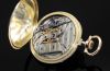 C.1907 Patek Philippe & Cie, Geneva Switzerland Open face pocket watch 45.5mm in 18YG with filigree and blue enamel. Cert