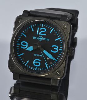 Bell & Ross, 42mm "BR03-92 Blue" auto/date in black PVD steel
