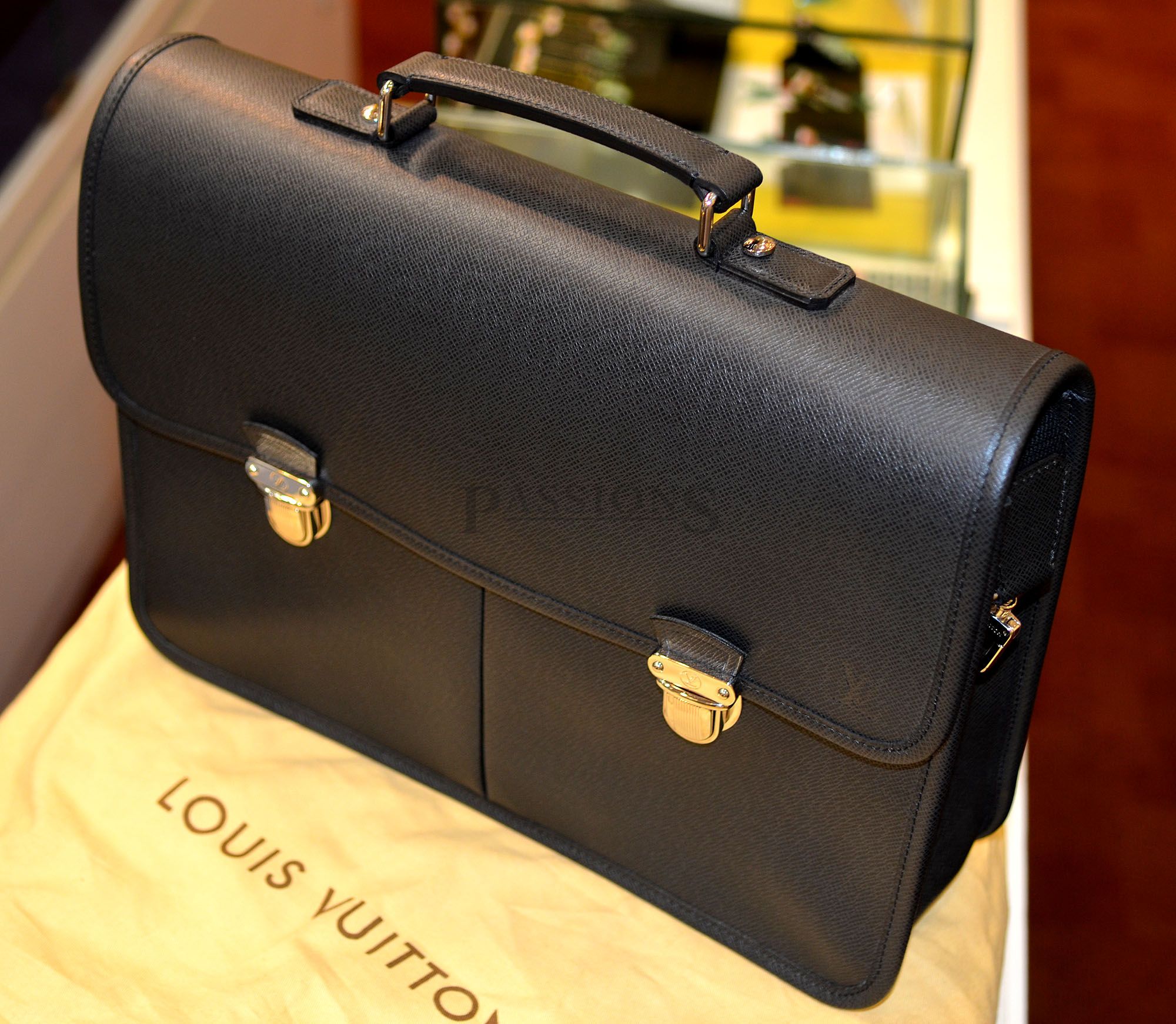*Unused* Louis Vuitton gent&#39;s document bag in dark grey Taiga leather | Passions Watch Exchange ...