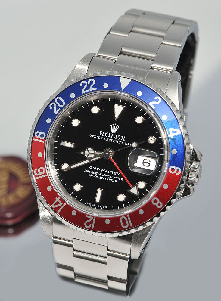 rolex oyster perpetual date red and blue